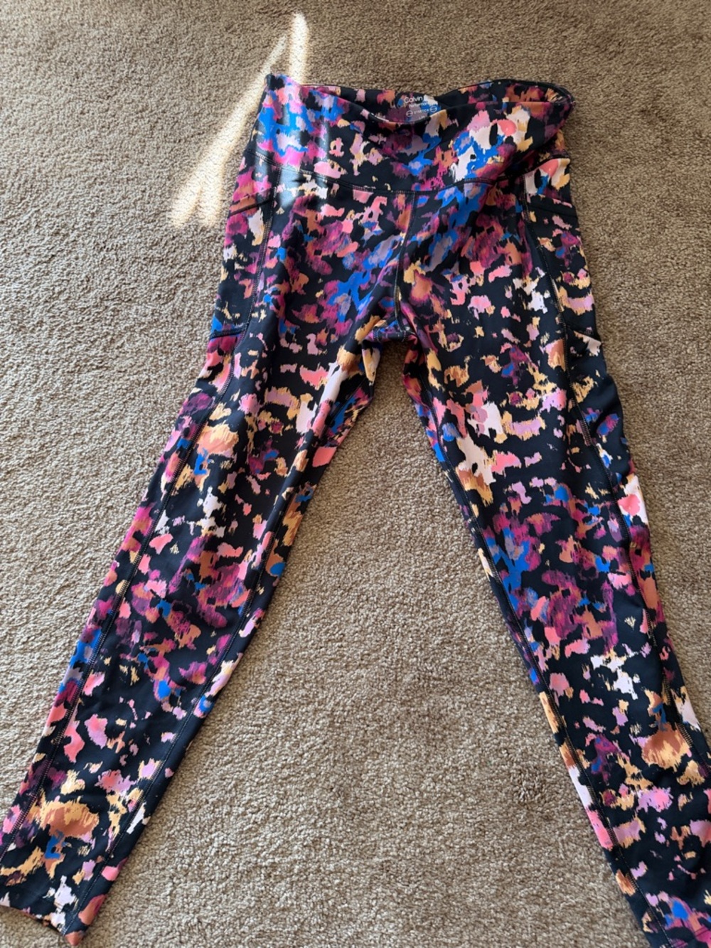 Calvin Klein Multi-Color Abstract Print Leggings - Black Base